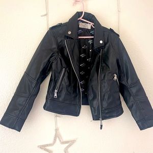 Girls H&M Leather Crop Zip Up